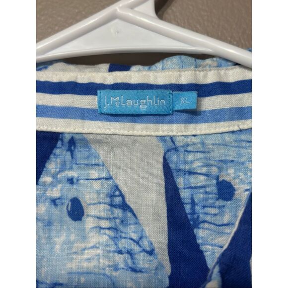 NWOT J.McLaughlin Lois 100% Linen Ikat Triangle Stripes Button Up Shirt Women's - Picture 4 of 10